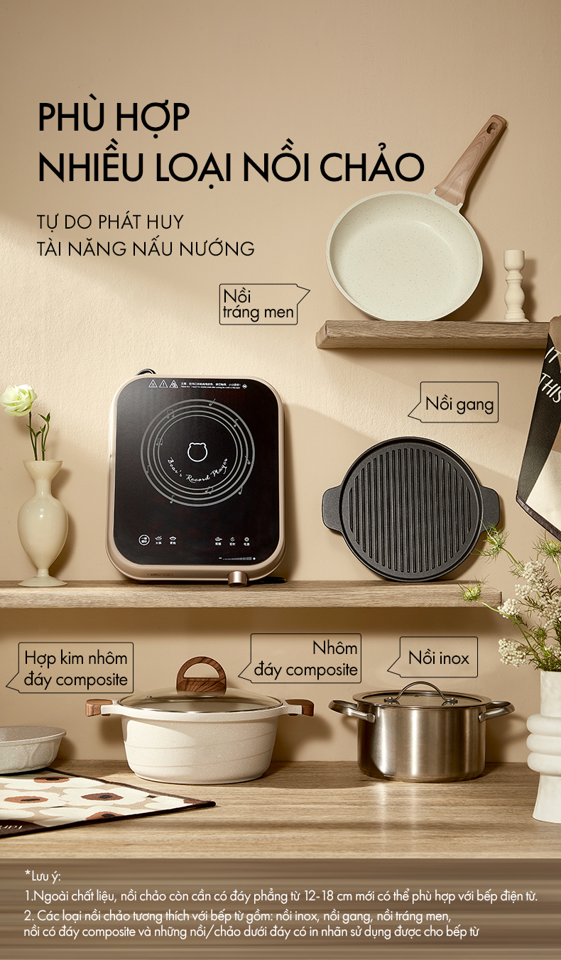 Bếp điện từ Bear (Bếp đơn) DCL-A22Q5 - Hàng chính hãng - Tiếng Anh/Việt - BH 18 Tháng - Full VAT