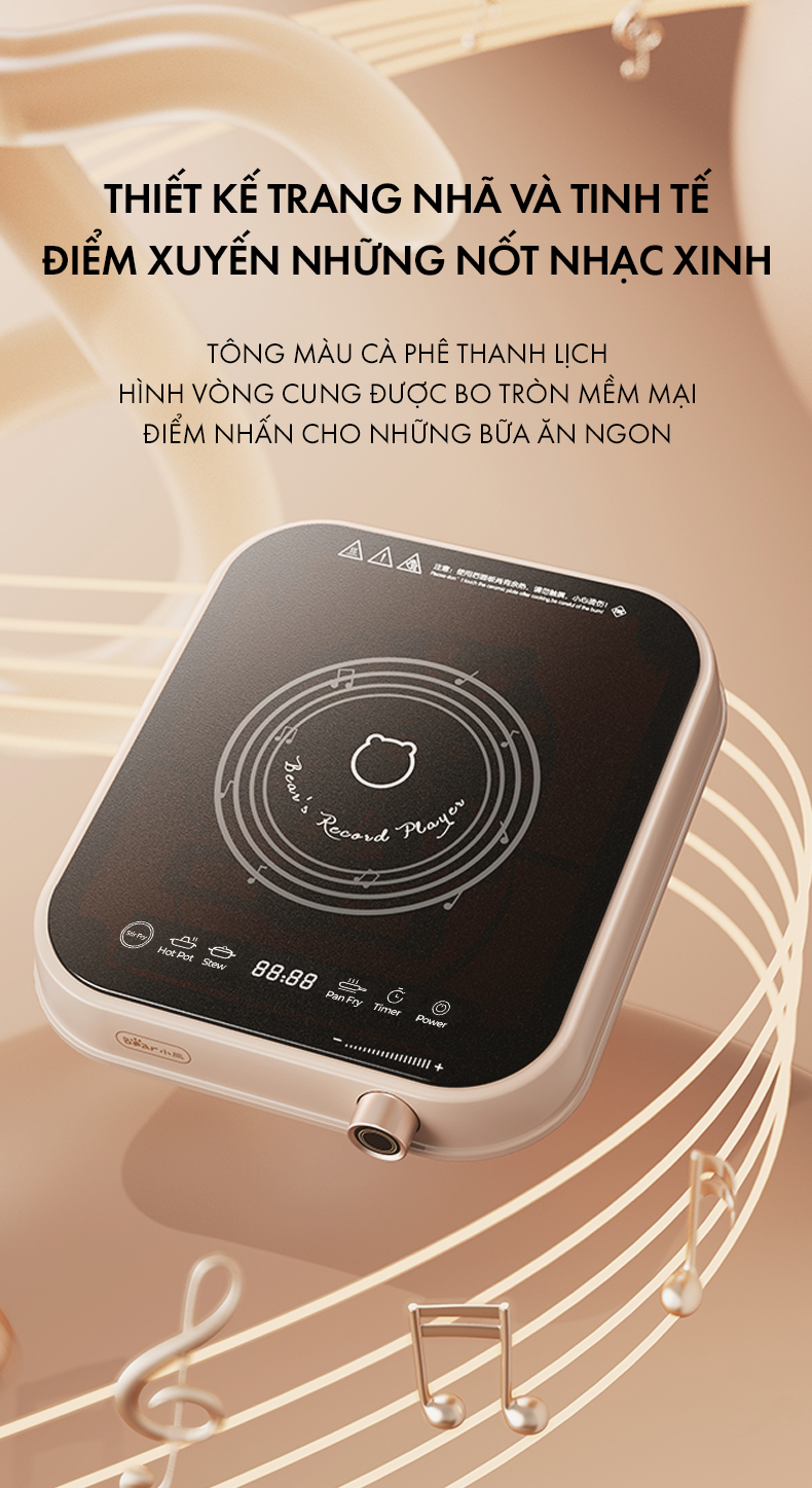 Bếp điện từ Bear (Bếp đơn) DCL-A22Q5 - Hàng chính hãng - Tiếng Anh/Việt - BH 18 Tháng - Full VAT