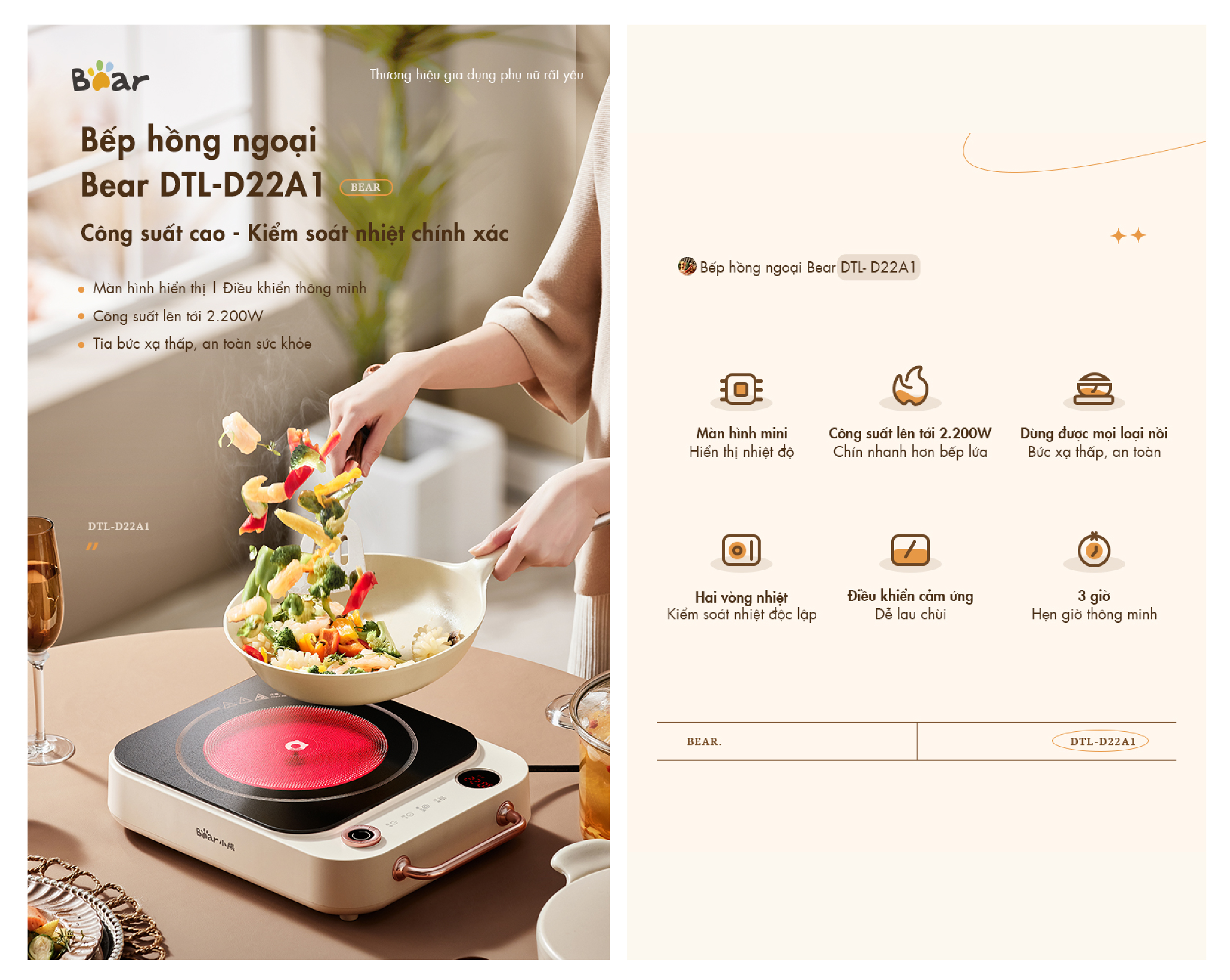 Bếp hồng ngoại cao cấp Bear DTL-D22A1 - Hàng chính hãng - Tiếng Anh/Việt - BH 18 tháng - Full VAT Bếp hồng ngoại cao cấp Bear DTL-D22A1 - Hàng chính hãng - Tiếng Anh/Việt - BH 18 tháng - Full VAT