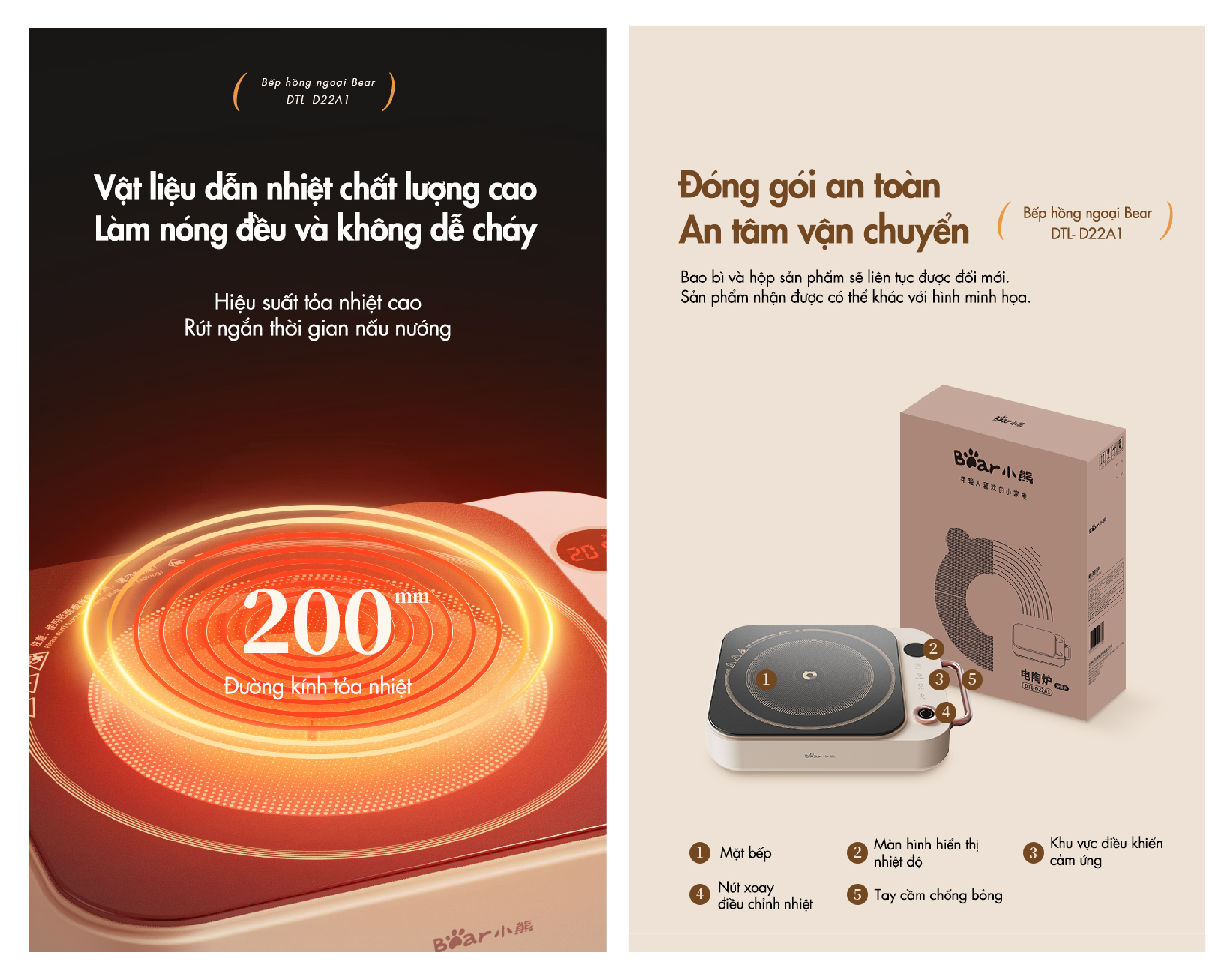 Bếp hồng ngoại cao cấp Bear DTL-D22A1 - Hàng chính hãng - Tiếng Anh/Việt - BH 18 tháng - Full VAT Bếp hồng ngoại cao cấp Bear DTL-D22A1 - Hàng chính hãng - Tiếng Anh/Việt - BH 18 tháng - Full VAT