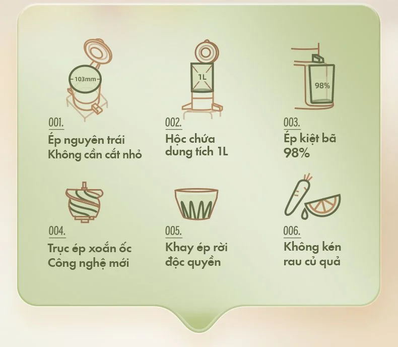 Máy ép chậm đa năng Bear YZJ-D01Y6 - Hàng chính hãng - Tiếng Anh/Việt - BH 18 tháng - Full VAT