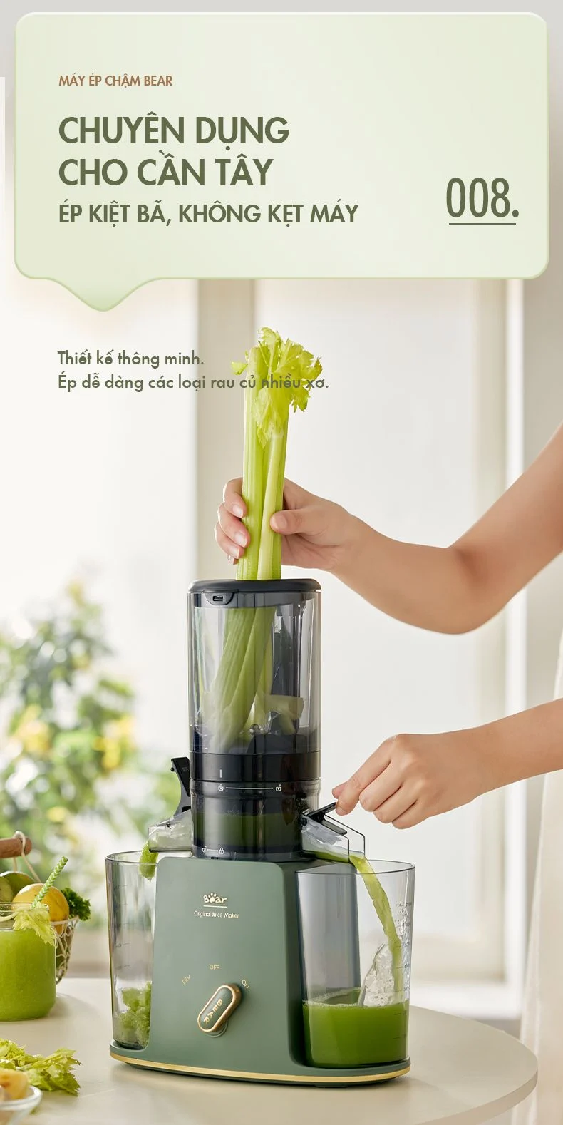 Máy ép chậm đa năng Bear YZJ-D01Y6 - Hàng chính hãng - Tiếng Anh/Việt - BH 18 tháng - Full VAT