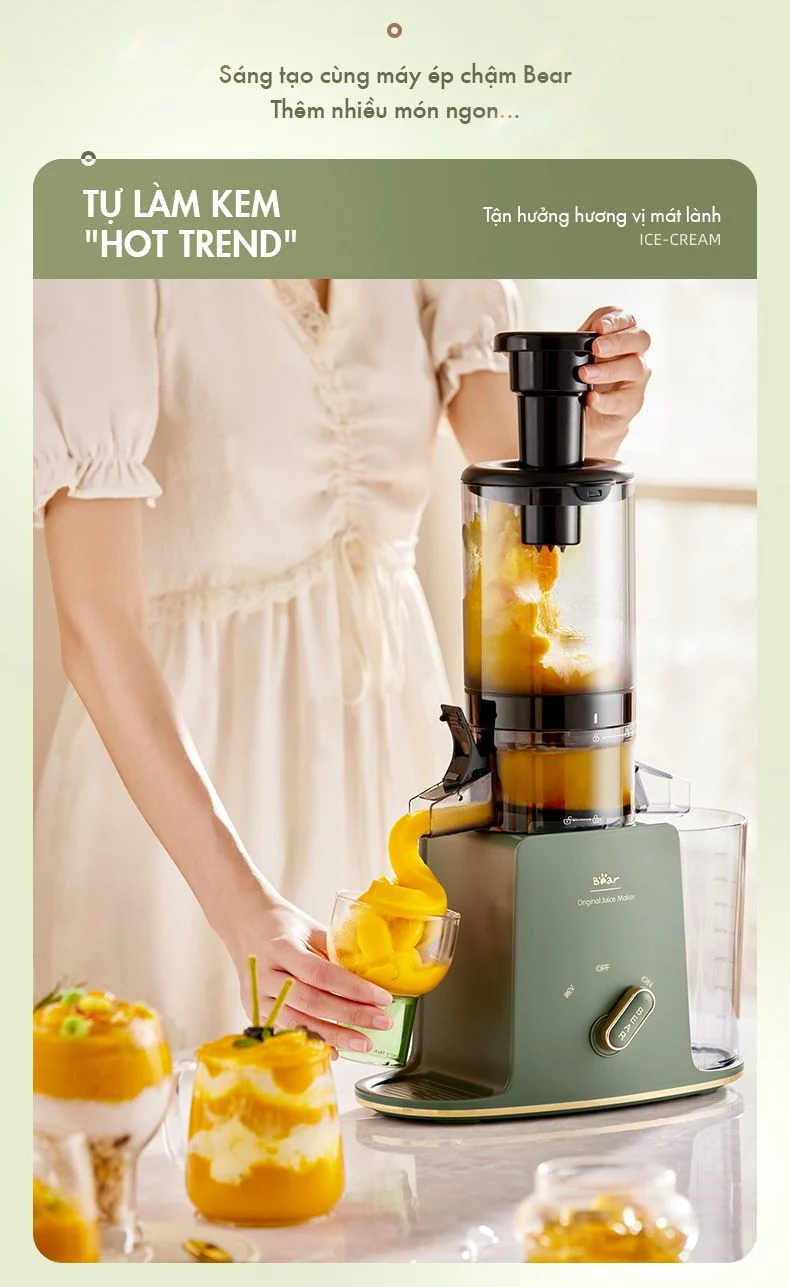 Máy ép chậm đa năng Bear YZJ-D01Y6 - Hàng chính hãng - Tiếng Anh/Việt - BH 18 tháng - Full VAT