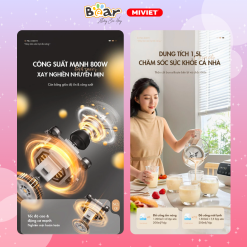 Máy làm sữa hạt đa năng Bear PBJ-D08T1 - Hàng chính hãng - Tiếng Anh/Việt - BH 18 tháng - Full Vat