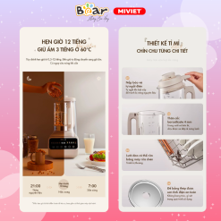 Máy làm sữa hạt đa năng Bear PBJ-D08T1 - Hàng chính hãng - Tiếng Anh/Việt - BH 18 tháng - Full Vat