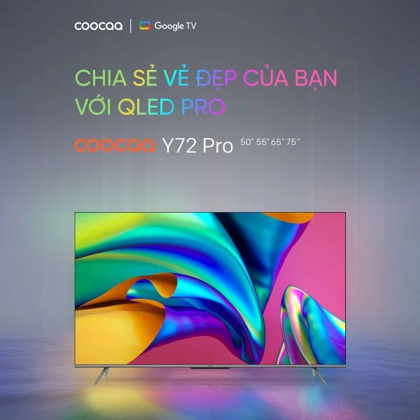 Google Tivi Coocaa 65Y72 Pro 4K QLED 65 inch - Quốc Tế - Hàng Chính Hãng