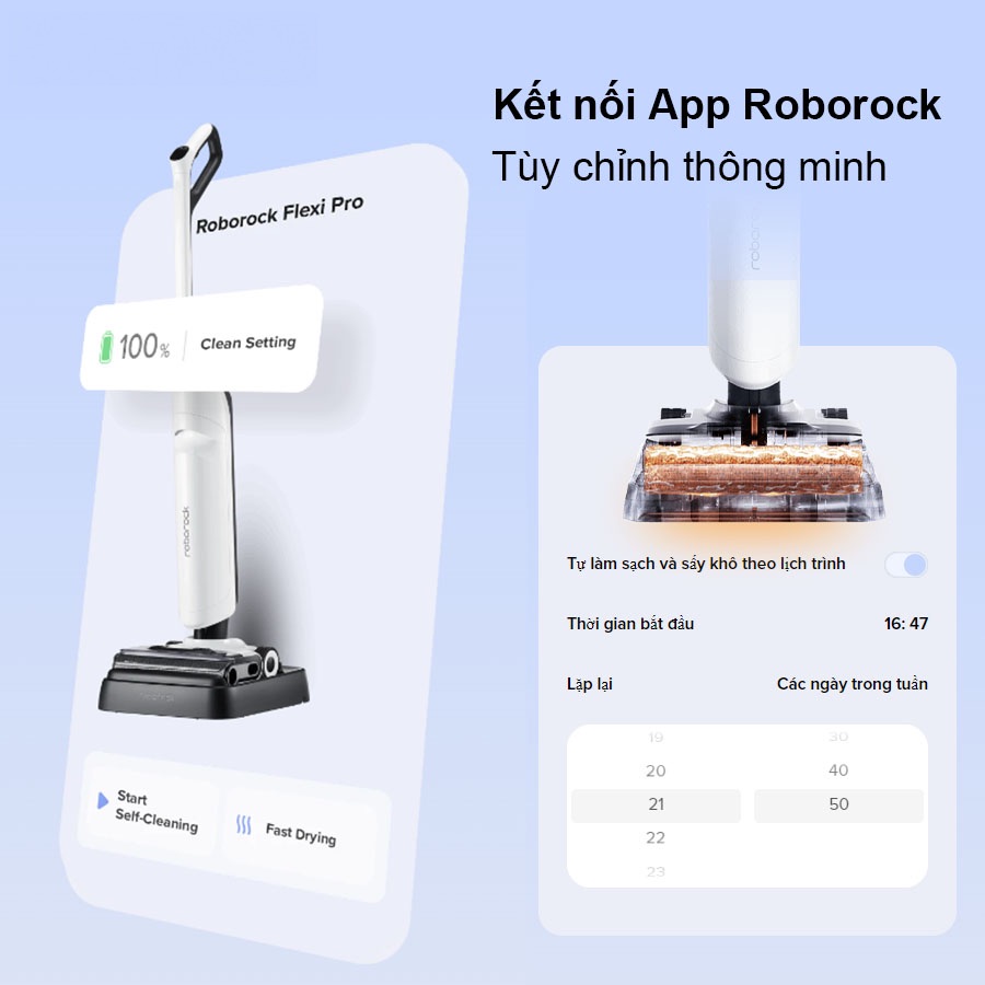 Máy hút bụi lau nhà khô và ướt Roborock Flexi Pro - Kết nối App - Quốc Tế - BH 24 tháng