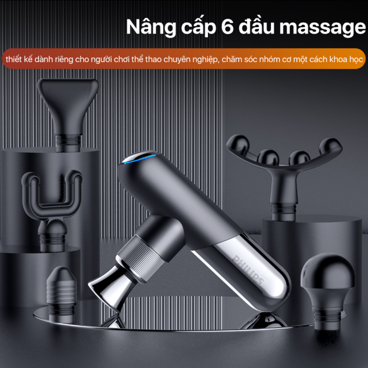 Máy massage cầm tay mini PHILIPS PPM7323 nâng cấp 6 đầu massage