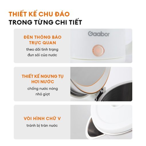 Ấm đun siêu tốc Gaabor EK20M-WH01A thiết kế độc đáo