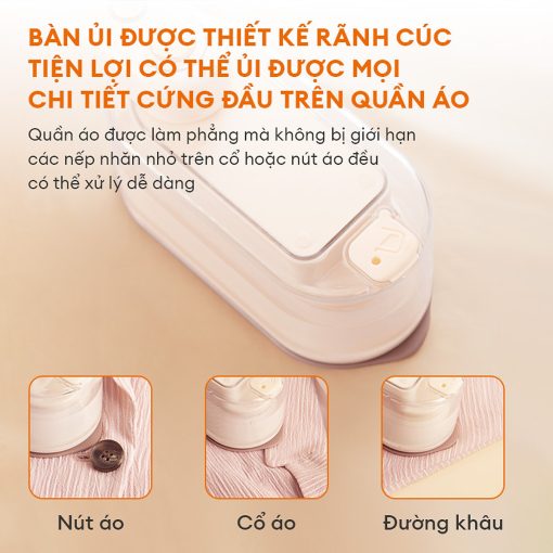 Bàn ủi hơi nước cầm tay Gaabor GS1300M-PK01A thiết kế rãnh cúc tiện lợi