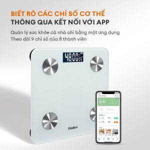 Cân điện tử sức khỏe thông minh Gaabor GWS-M02A theo dõi chỉ số sức khỏe qua app