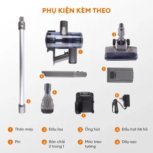 Máy hút bụi không dây Gaabor VCL10E-BK01A Đầu lau máy hút bụi không dây Gaabor VCL10E-BK01A