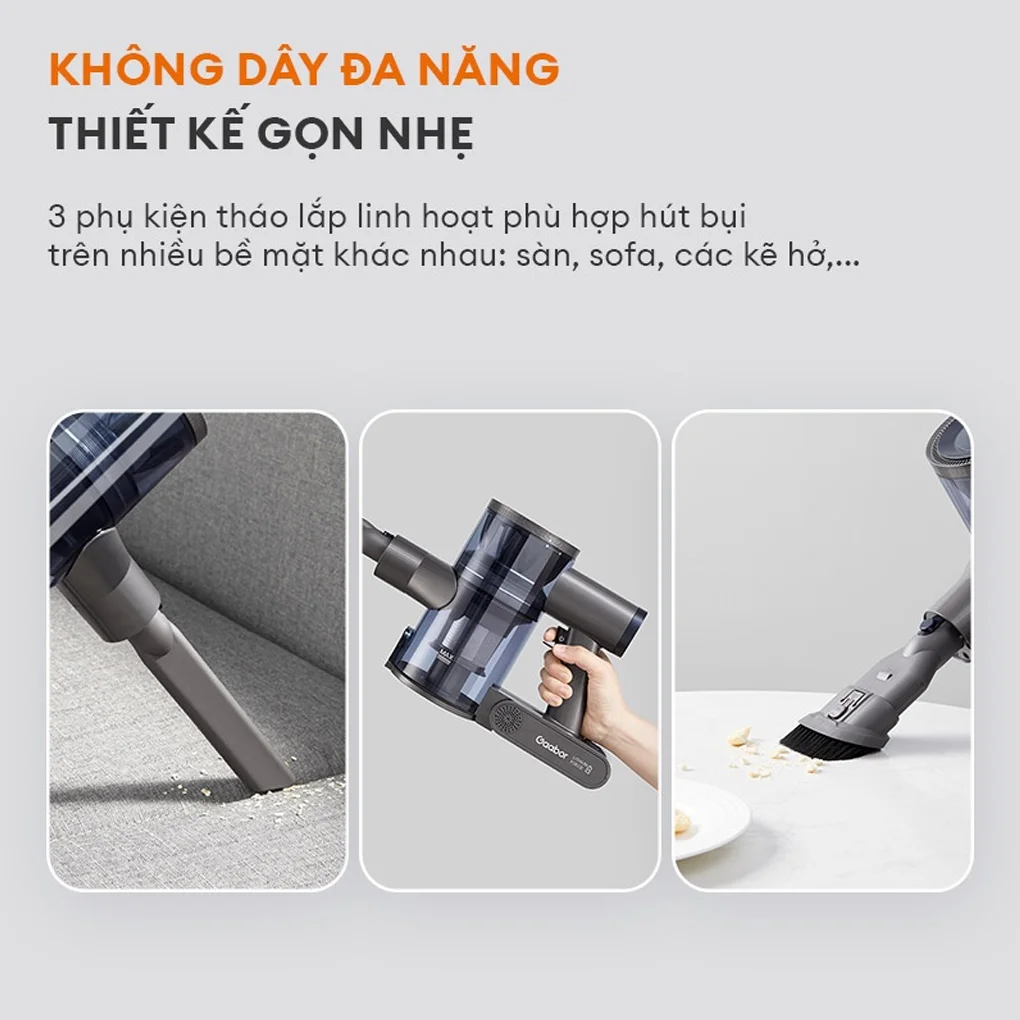 Máy hút bụi không dây Gaabor VCL10E-BK01A Máy hút bụi không dây Gaabor VCL10E-BK01A thiết kế gọn nhẹ
