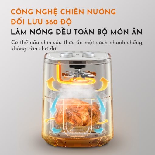 nồi chiên không dầu Gaabor GA-M4A01 làm nóng 360 độ