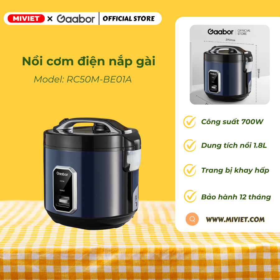 Nồi cơm điện nắp gài Gaabor RC50M-BE01A dung tích 5L Nồi cơm điện nắp gài Gaabor RC50M-BE01A chính hãng