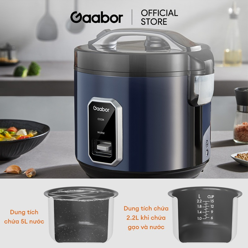 Nồi cơm điện nắp gài Gaabor RC50M-BE01A dung tích 5L Nồi cơm điện nắp gài Gaabor RC50M-BE01A dung tích sử dụng 1.8L