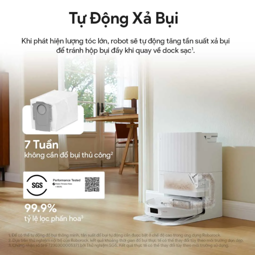 Robot Hút Bụi Lau Nhà Roborock Q Revo S tự động xả bụi