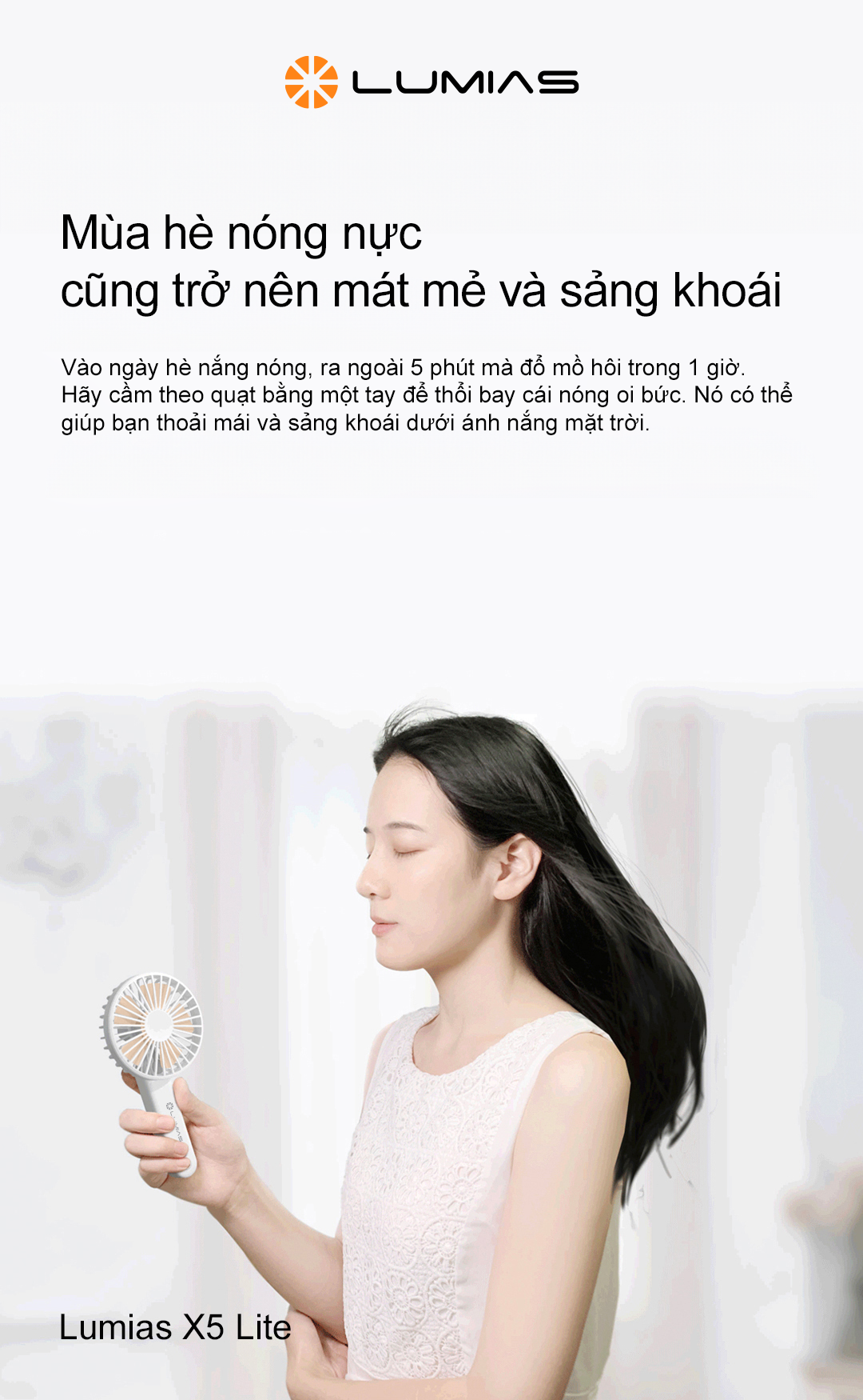 Quạt tích điện cầm tay LUMIAS X5 LITE mát mẻ và sảng khoái