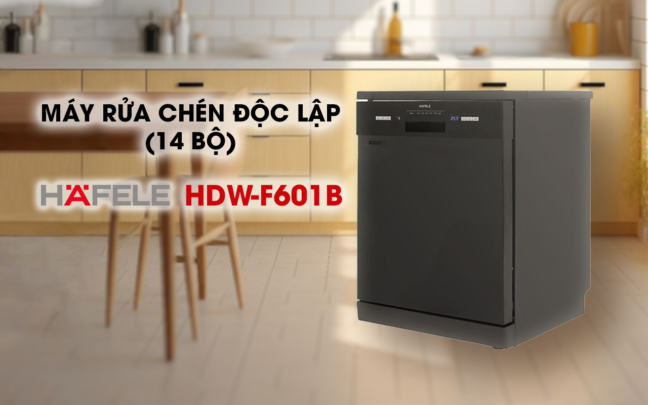 HAFELE HDW-F601B – 535.29.670 – Máy rửa chén độc lập (14 bộ bát đĩa) – Chính hãng – BH 24 tháng Máy rửa chén độc lập HAFELE HDW-F601B 14 bộ