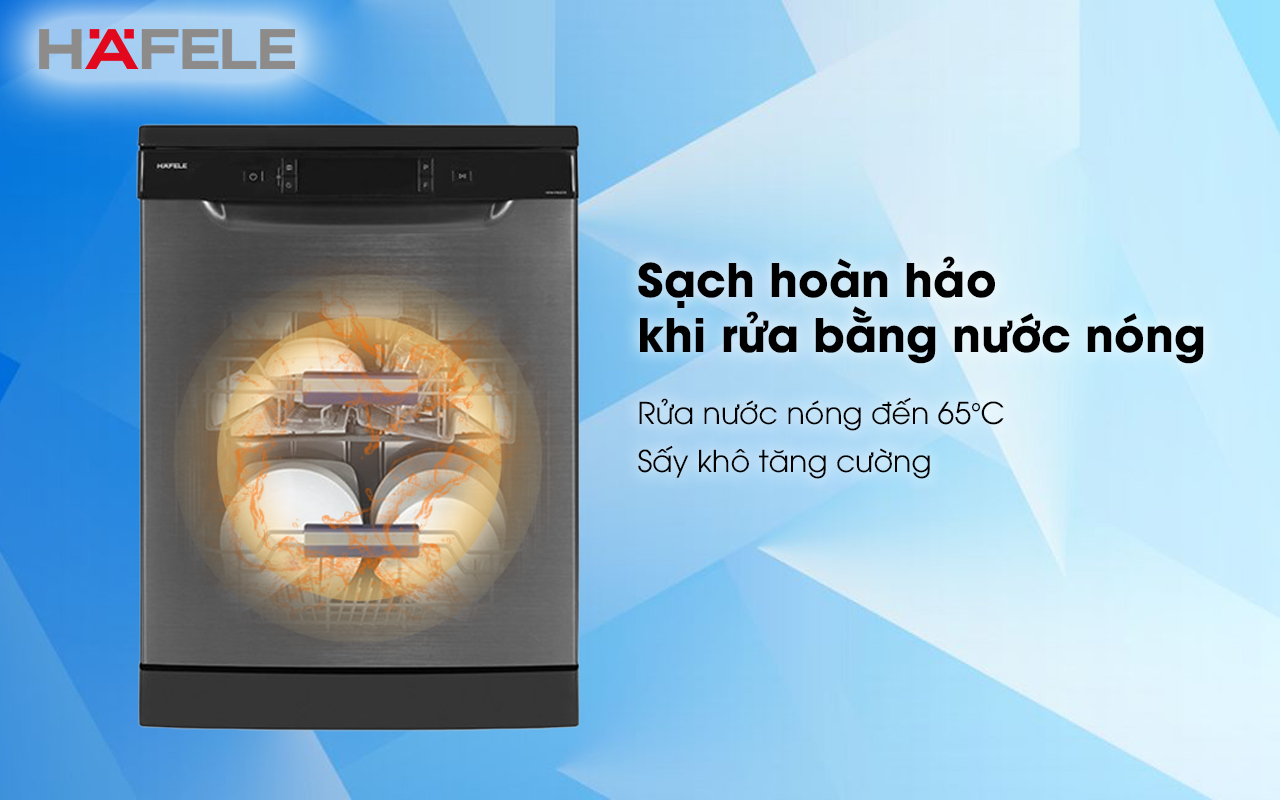 HAFELE HDW-F602EB – 538.21.360 – Máy rửa chén độc lập (14 bộ bát đĩa) – Chính hãng – BH 24 tháng Máy rửa chén độc lập HAFELE HDW-F602EB sạch hoàn hảo khi rửa bằng nước nóng