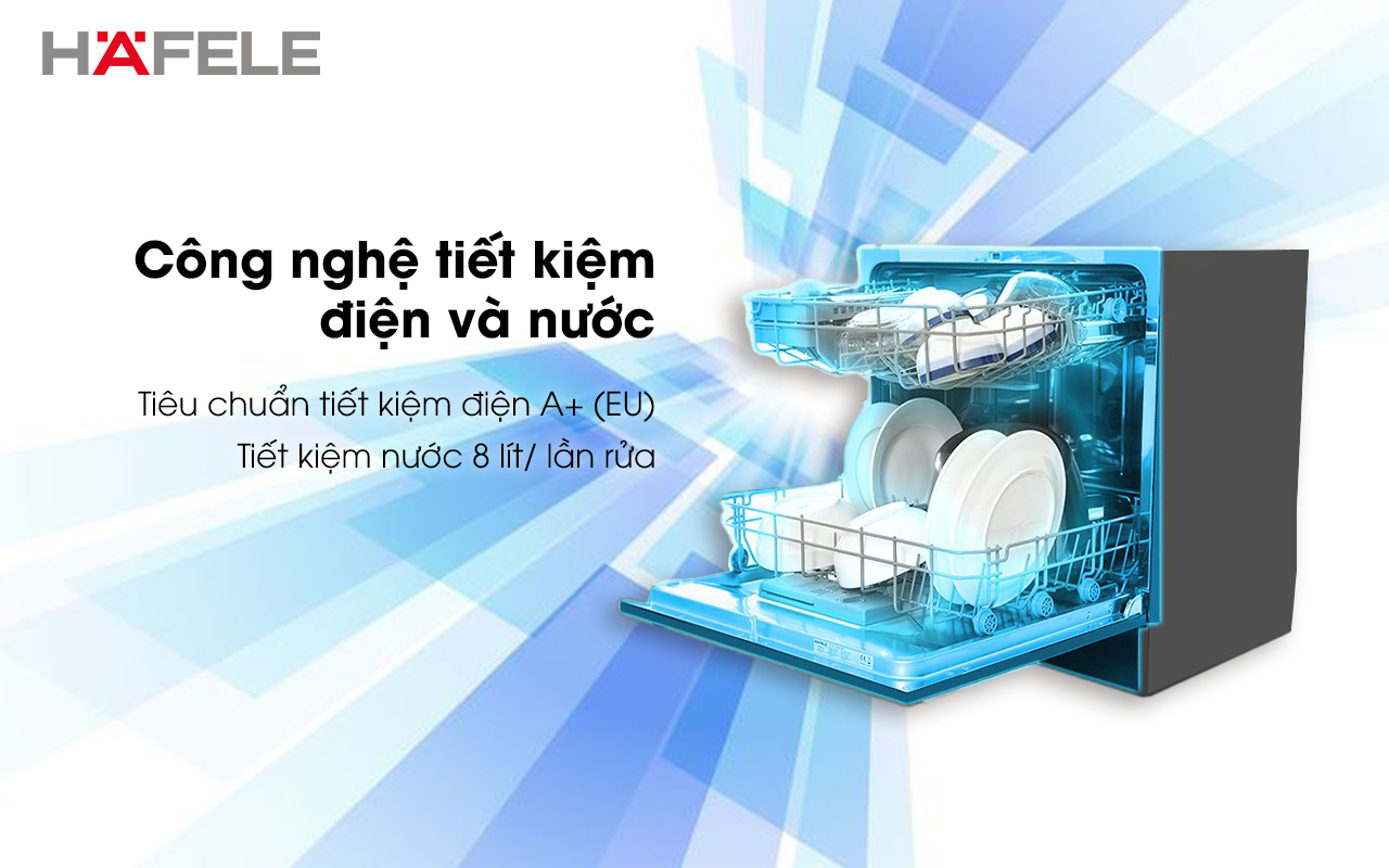 Máy rửa chén mini HAFELE HDW-T5531B công nghệ tiết kiệm điện và nước