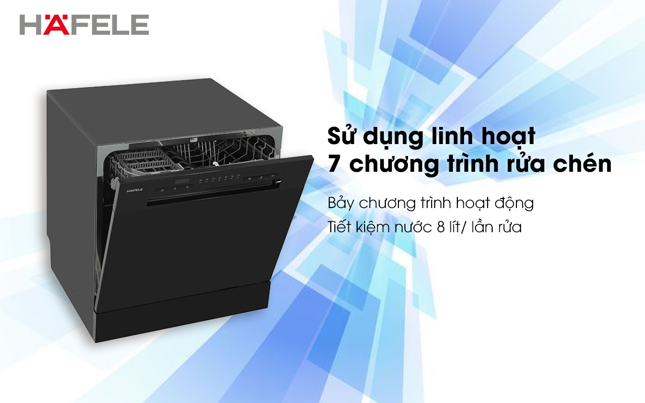 Máy rửa chén mini HAFELE HDW-T5531B sử dụng linh hoạt 7 chương trình rửa chén