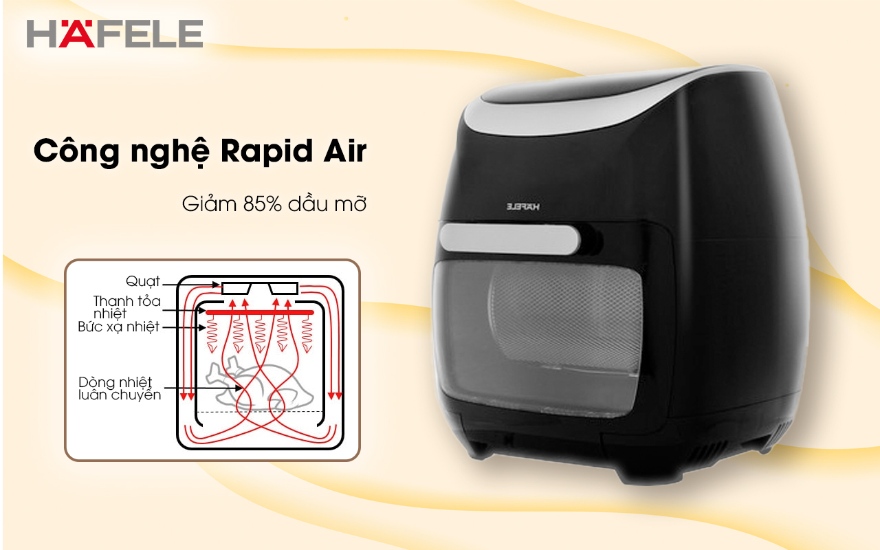HAFELE HS-AF1102B – Nồi chiên không dầu 11 lít – Chính hãng – BH 24 tháng Nồi chiên không dầu HAFELE HS-AF1102B công nghệ Rapid Air