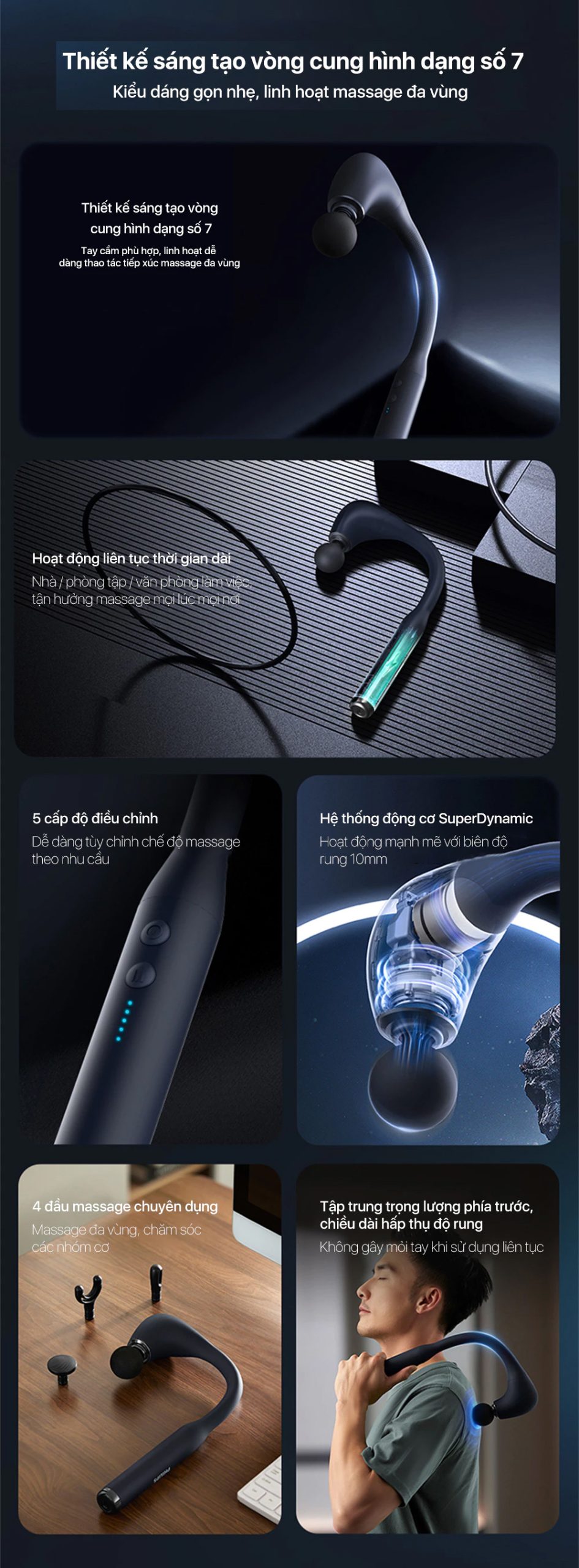 Máy massage cầm tay PHILIPS PPM7331 - Chính hãng Máy massage cầm tay Philips PPM7331