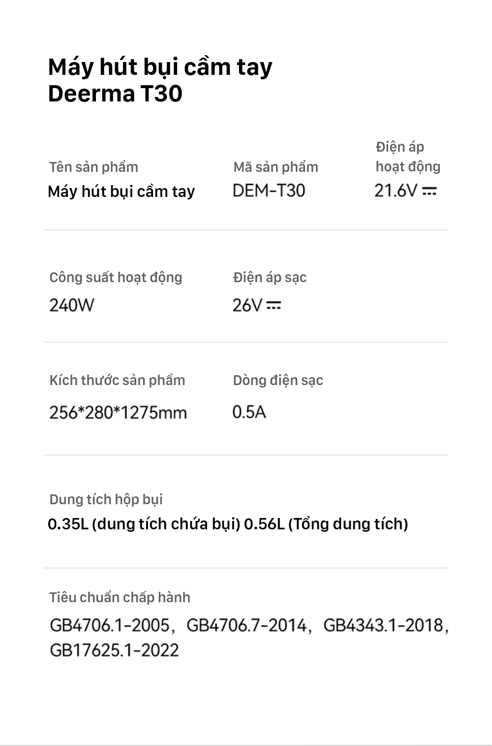Máy hút bụi cầm tay không dây Deerma T30W - Chính hãng