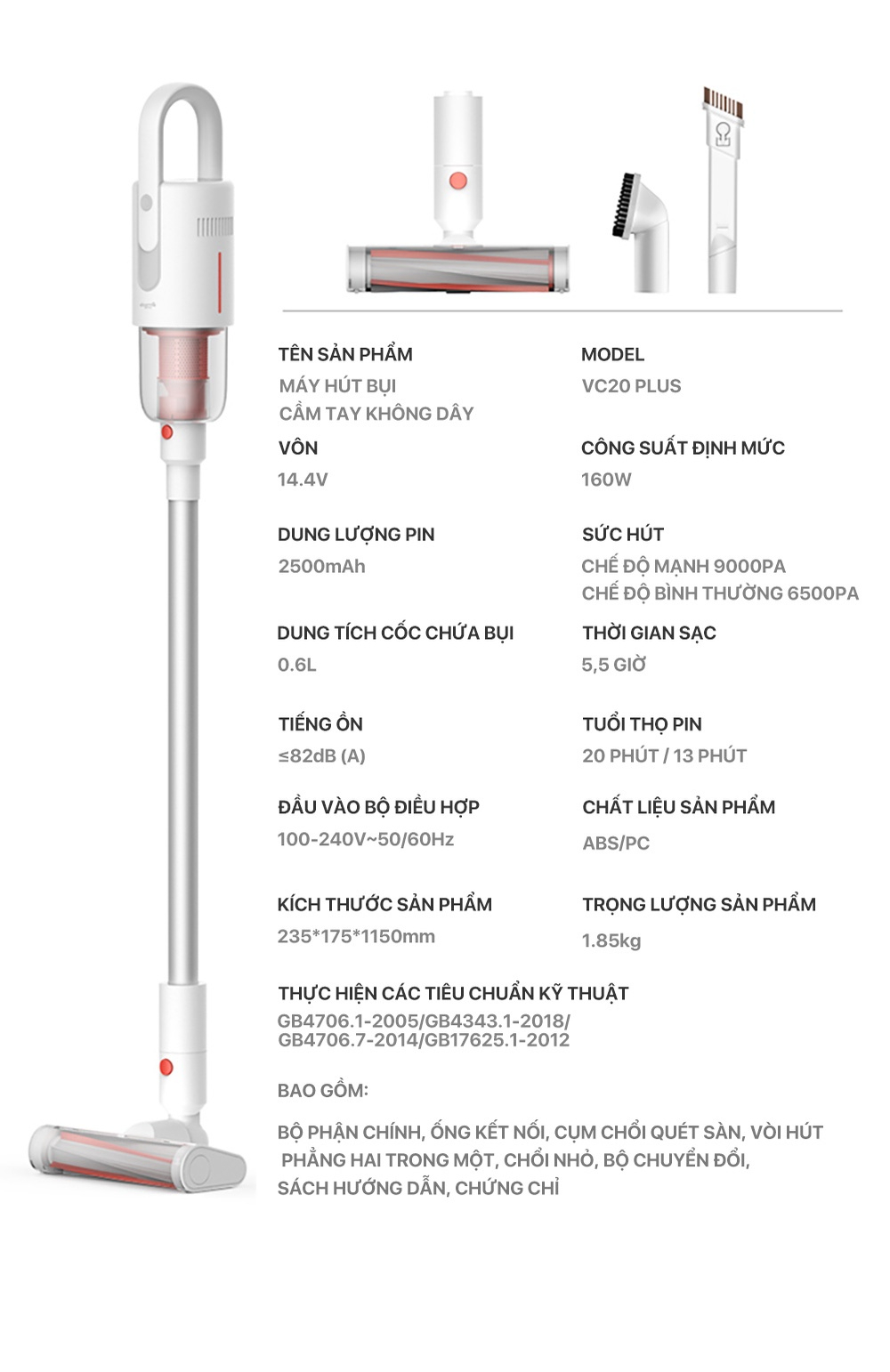 Máy hút bụi cầm tay không dây Deerma VC20Plus - Chính hãng Máy hút bụi cầm tay không dây Deerma VC20Plus - Chính hãng