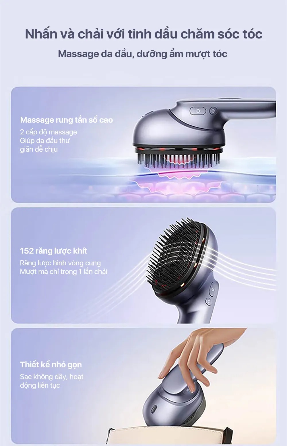 Lược massage đầu Philips PPM1511 - Thao tác đơn giản