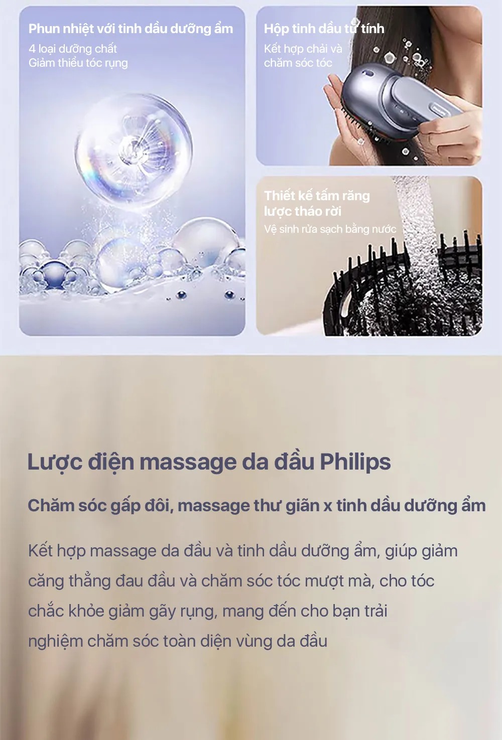 Lược massage đầu Philips PPM1511 - Đặc điểm