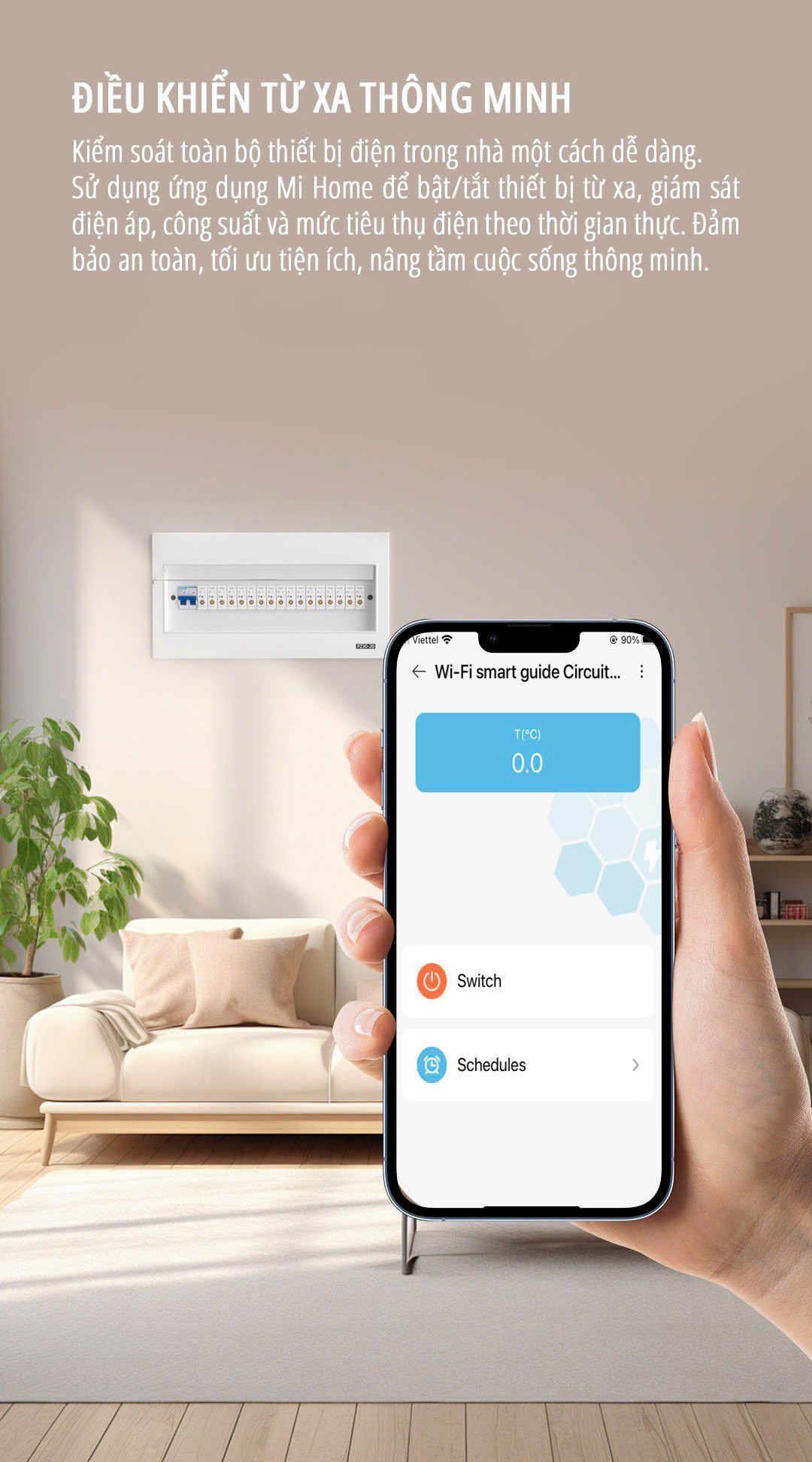 Aptomat CB thông minh Wifi miLife 40A - Chính hãng Aptomat CB thông minh Wifi miLife 40A điều khiển từ xa