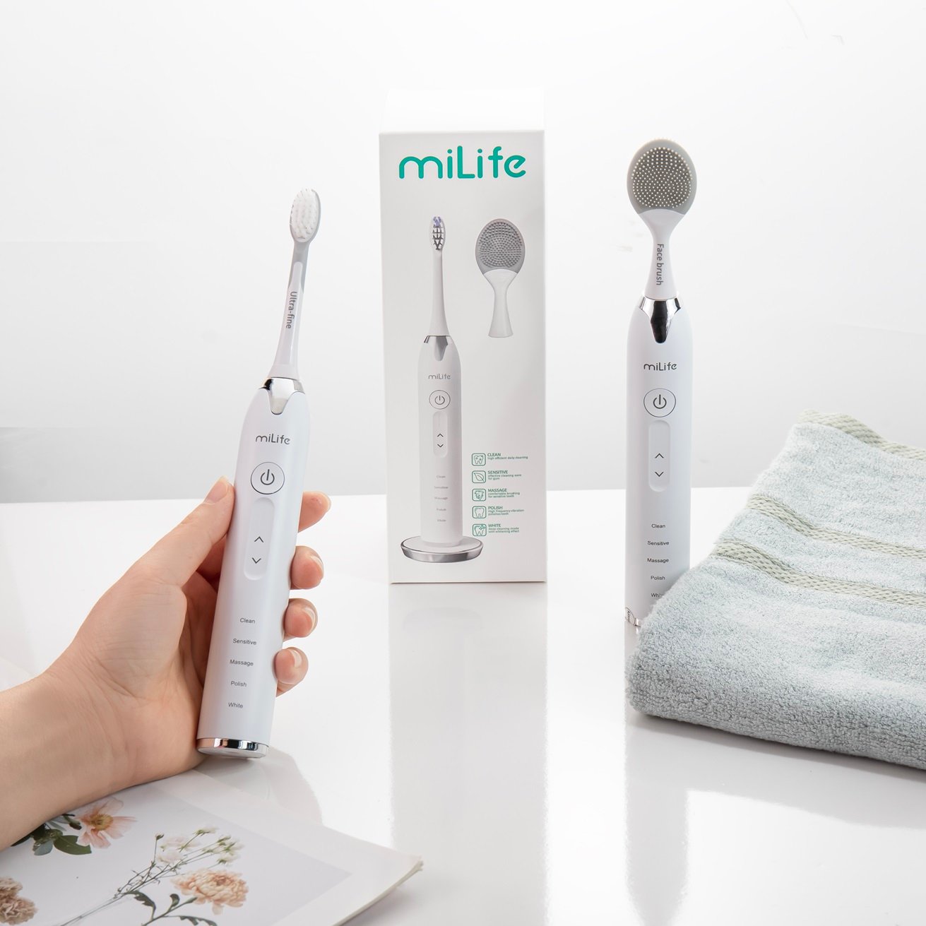 Bàn chải điện miLife tích hợp máy rửa mặt - Chính hãng Bàn chải điện miLife tích hợp máy rửa mặt