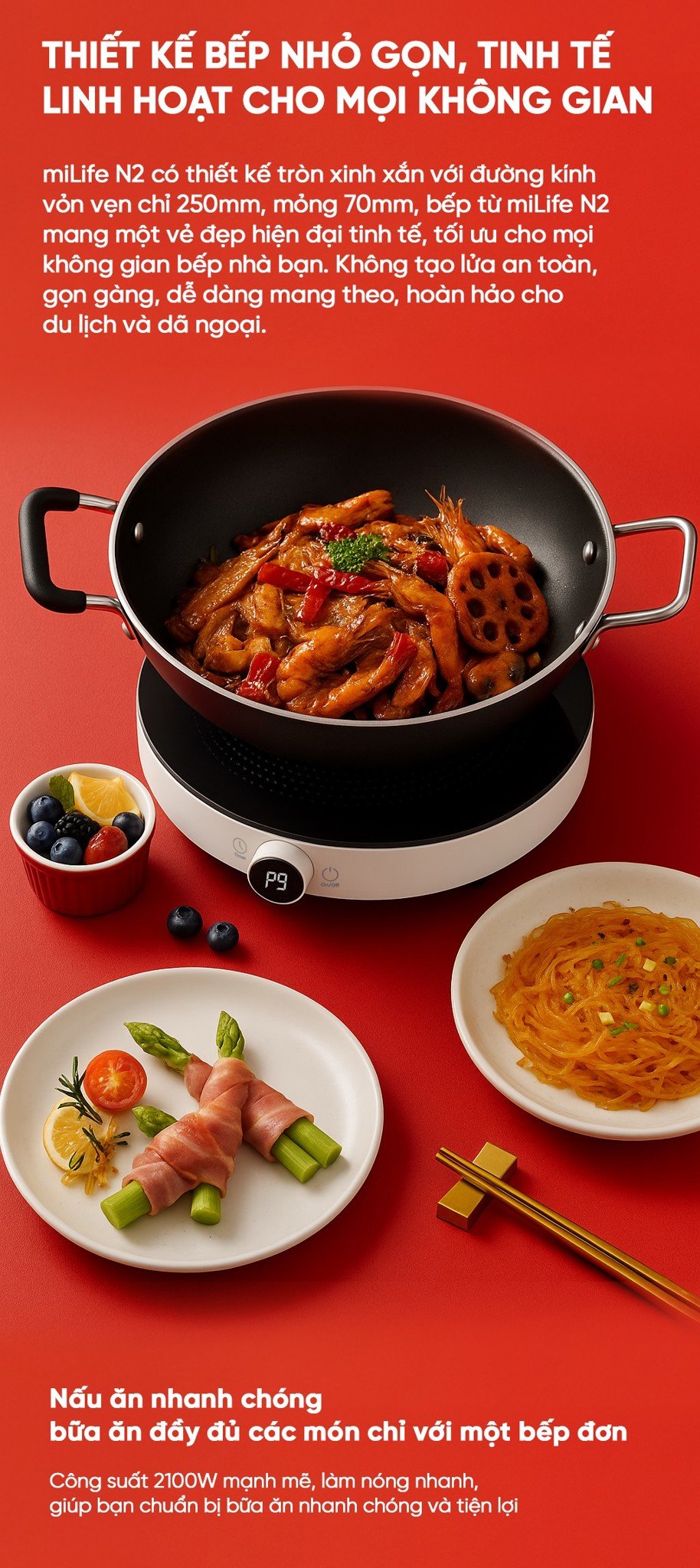 Bếp từ đơn miLife N2 tròn 9 mức nhiệt - Chính hãng Bếp từ đơn miLife N2 thiết kế nhỏ gọn