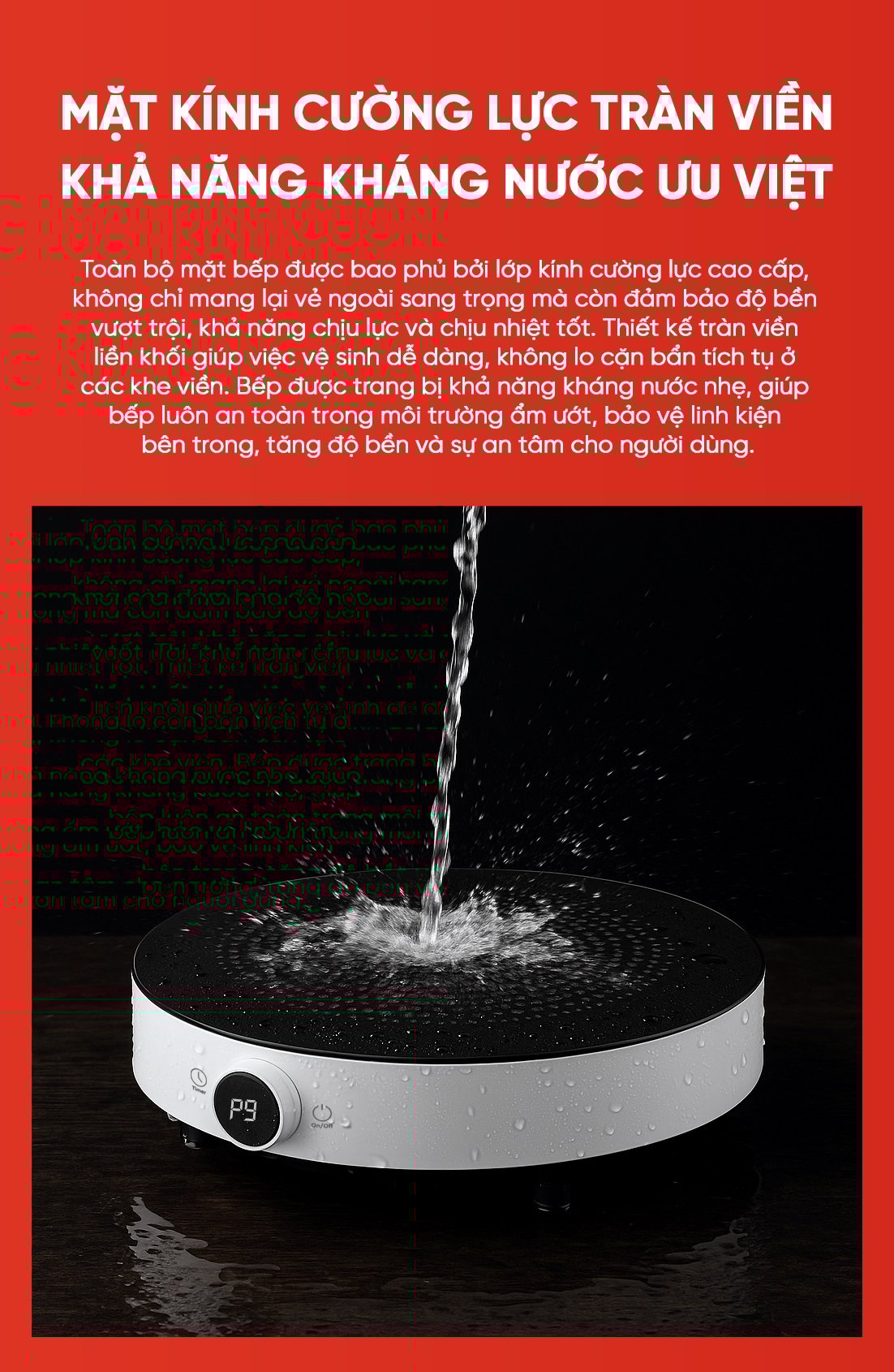 Bếp từ đơn miLife N2 tròn 9 mức nhiệt - Chính hãng Bếp từ đơn miLife N2 kháng nước hiệu quả