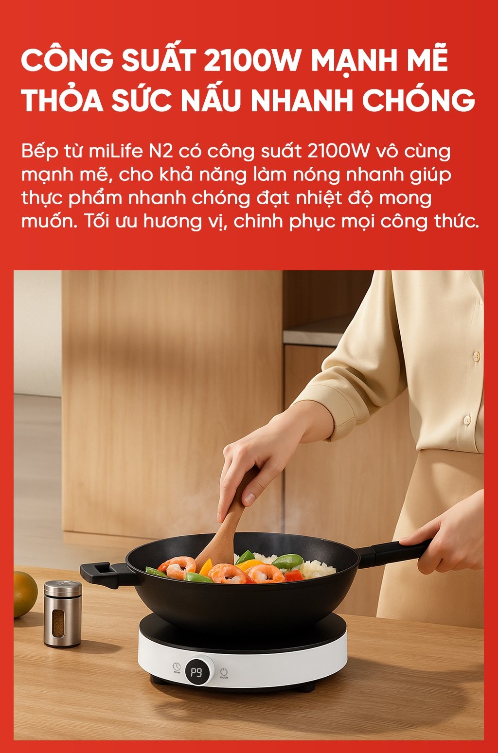 Bếp từ đơn miLife N2 tròn 9 mức nhiệt - Chính hãng Bếp từ đơn miLife N2 công suất mạnh mẽ