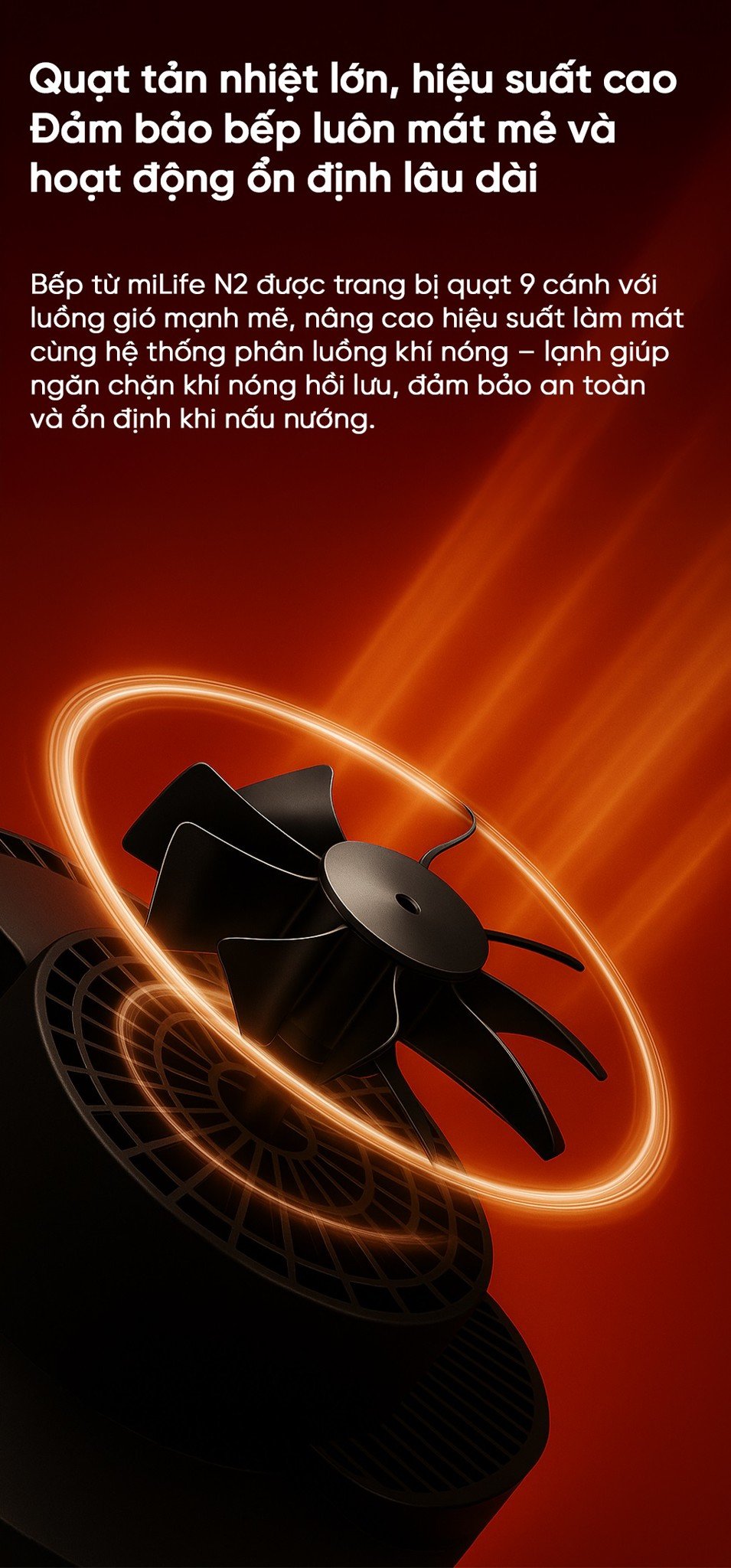 Bếp từ đơn miLife N2 tròn 9 mức nhiệt - Chính hãng Bếp từ đơn miLife N2 quạt tản nhiệt lớn