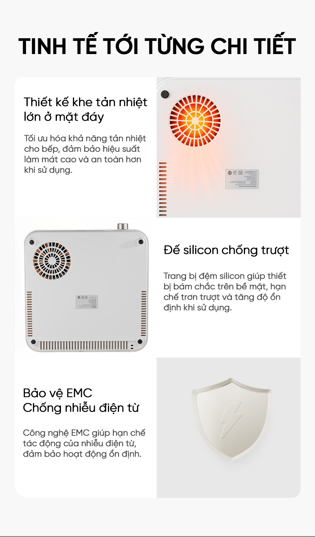 Bếp từ đơn miLife N3 vuông 10 mức nhiệt - Chính hãng Bếp từ đơn miLife N3 vuông tinh tế từng chi tiết