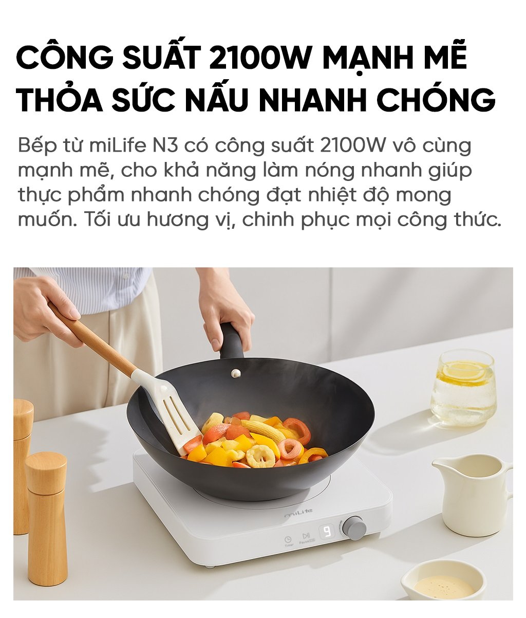 Bếp từ đơn miLife N3 vuông 10 mức nhiệt - Chính hãng Bếp từ đơn miLife N3 vuông công suất mạnh mẽ