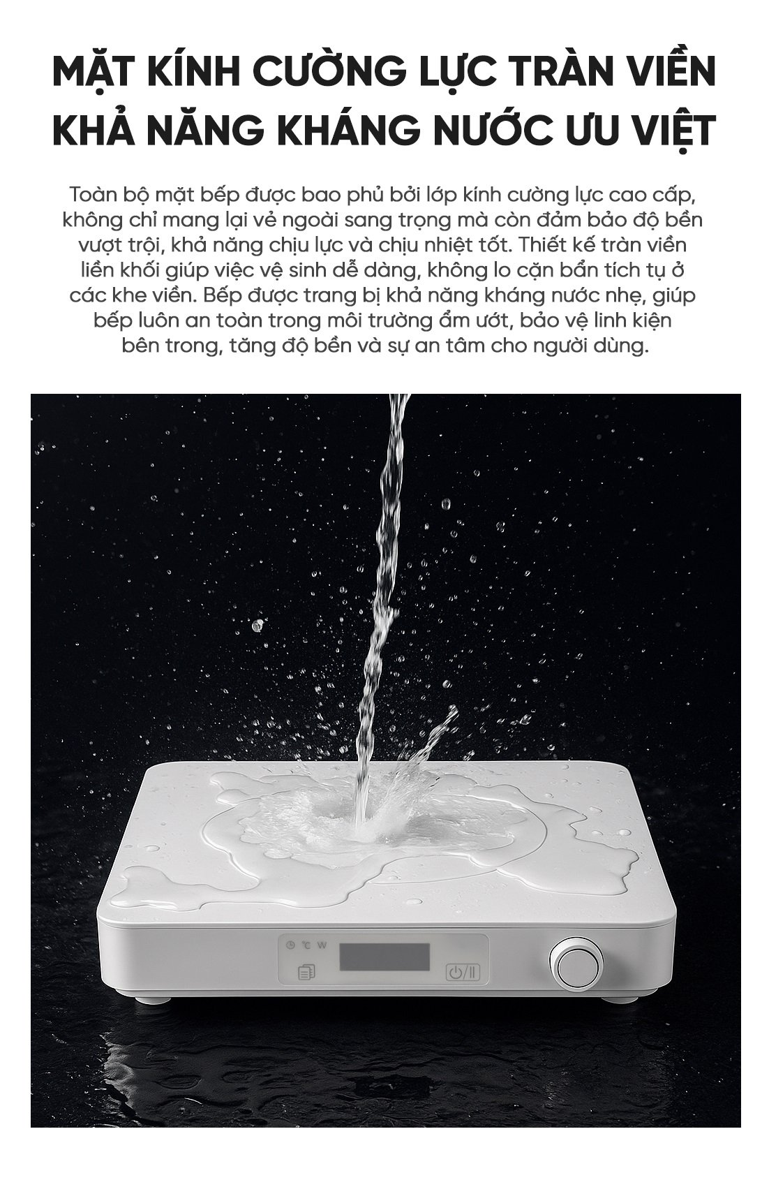 Bếp từ đơn miLife N3P vuông 99 mức nhiệt - Chính hãng Bếp từ đơn miLife N3P mặt kính cường lực