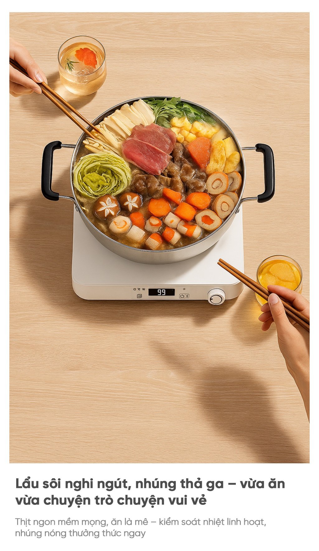 Bếp từ đơn miLife N3P vuông 99 mức nhiệt - Chính hãng Bếp từ đơn miLife N3P