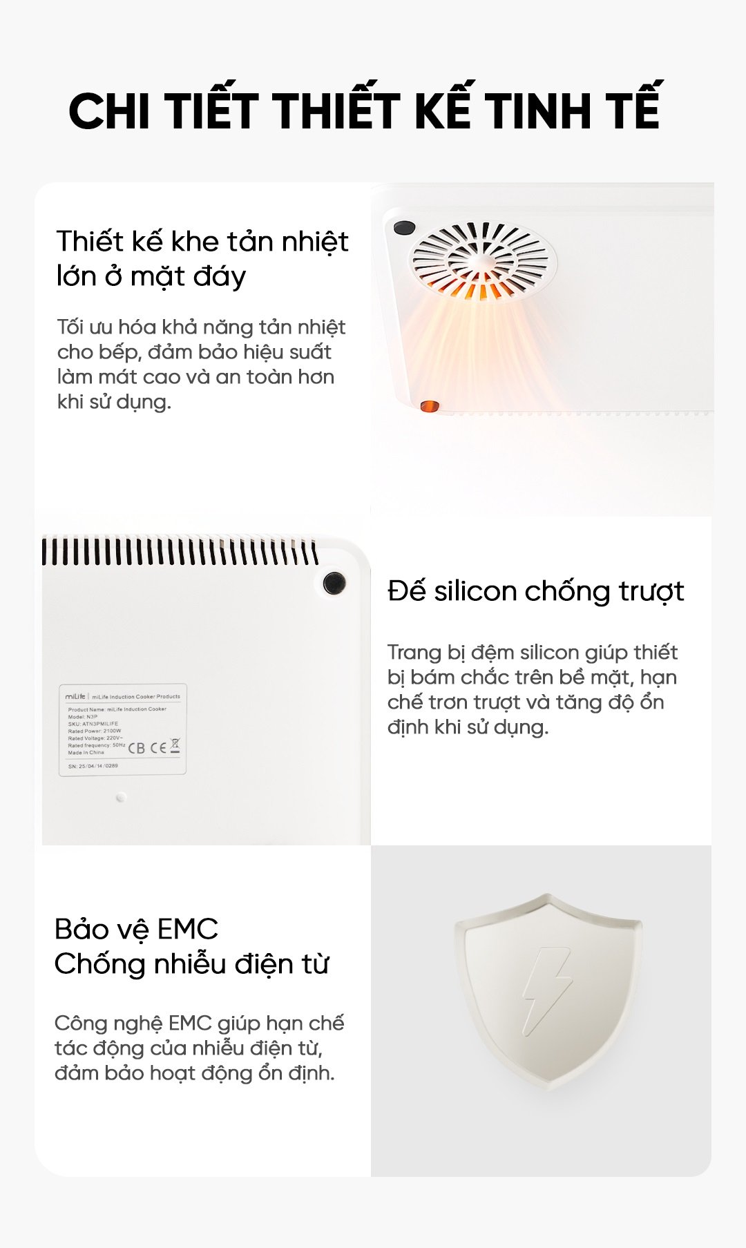 Bếp từ đơn miLife N3P vuông 99 mức nhiệt - Chính hãng Bếp từ đơn miLife N3P vuông 99 mức nhiệt - Chính hãng