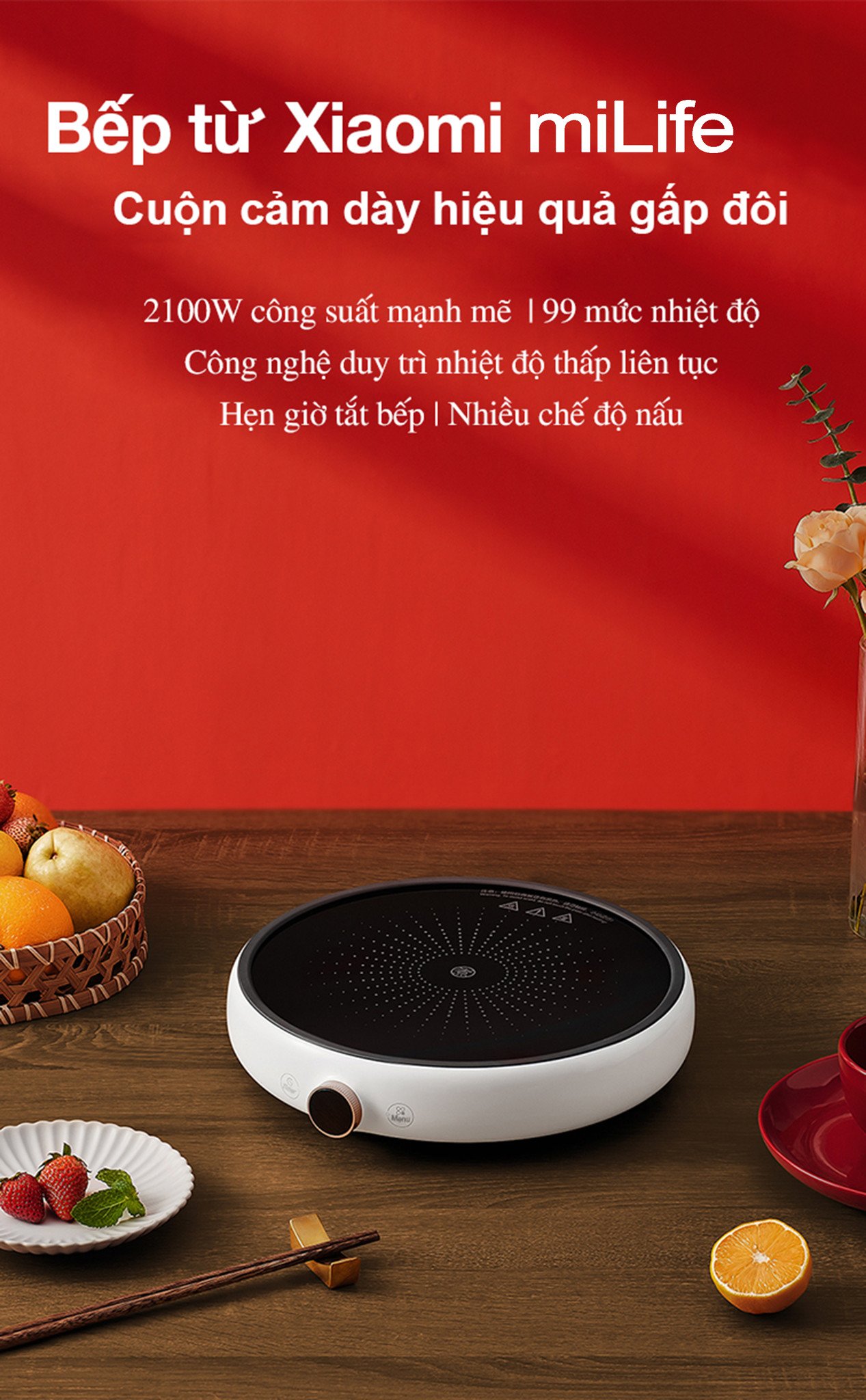 Bếp từ tròn miLife LFT011 với 99 mức nhiệt - Chính hãng Bếp từ tròn miLife LFT011