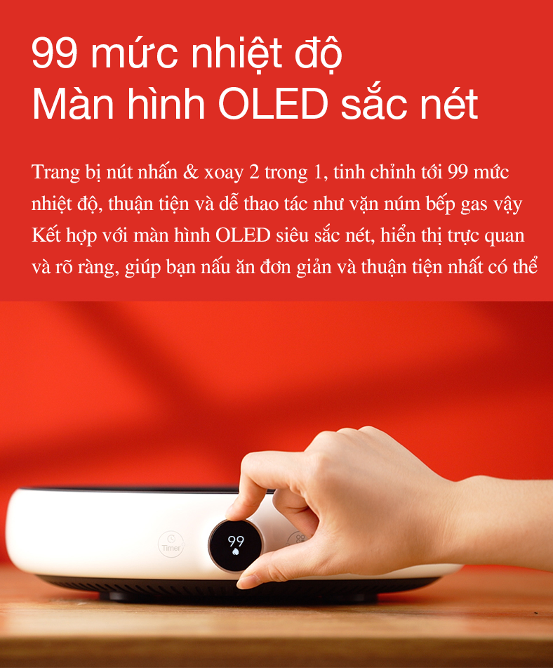 Bếp từ tròn miLife LFT011 với 99 mức nhiệt - Chính hãng Bếp từ tròn miLife LFT011 màn hình OLED sắc nét