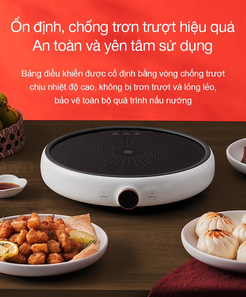 Bếp từ tròn miLife LFT011 với 99 mức nhiệt - Chính hãng Bếp từ tròn miLife LFT011 ổn định, chống trơn trượt