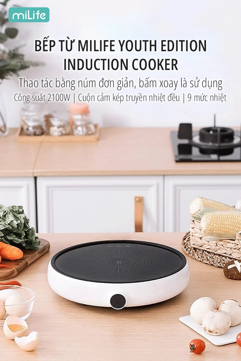 Bếp từ Xiaomi miLife Youth Lite 9 mức nhiệt - Chính hãng Bếp từ Xiaomi miLife Youth Lite 9 mức nhiệt