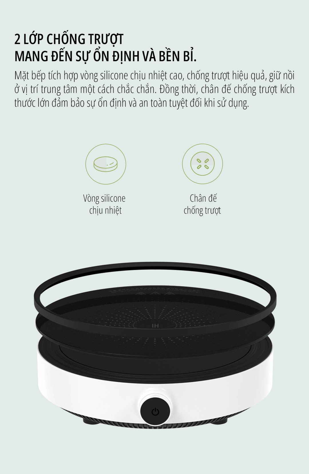 Bếp từ Xiaomi miLife Youth Lite 9 mức nhiệt - Chính hãng Bếp từ Xiaomi miLife Youth Lite 9 mức nhiệt 2 lớp chống trượt