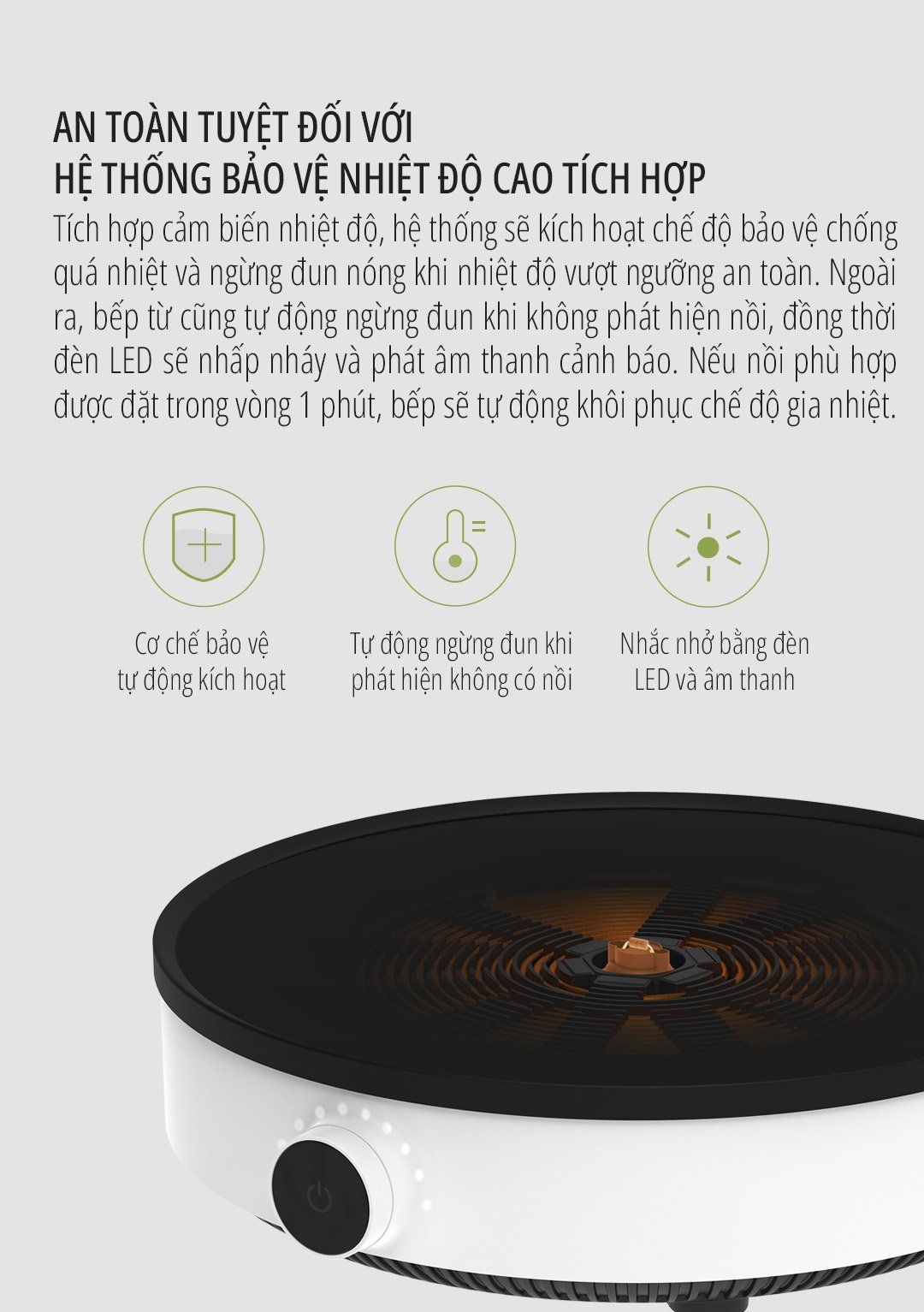 Bếp từ Xiaomi miLife Youth Lite 9 mức nhiệt - Chính hãng Bếp từ Xiaomi miLife Youth Lite 9 mức nhiệt an toàn tuyệt đối