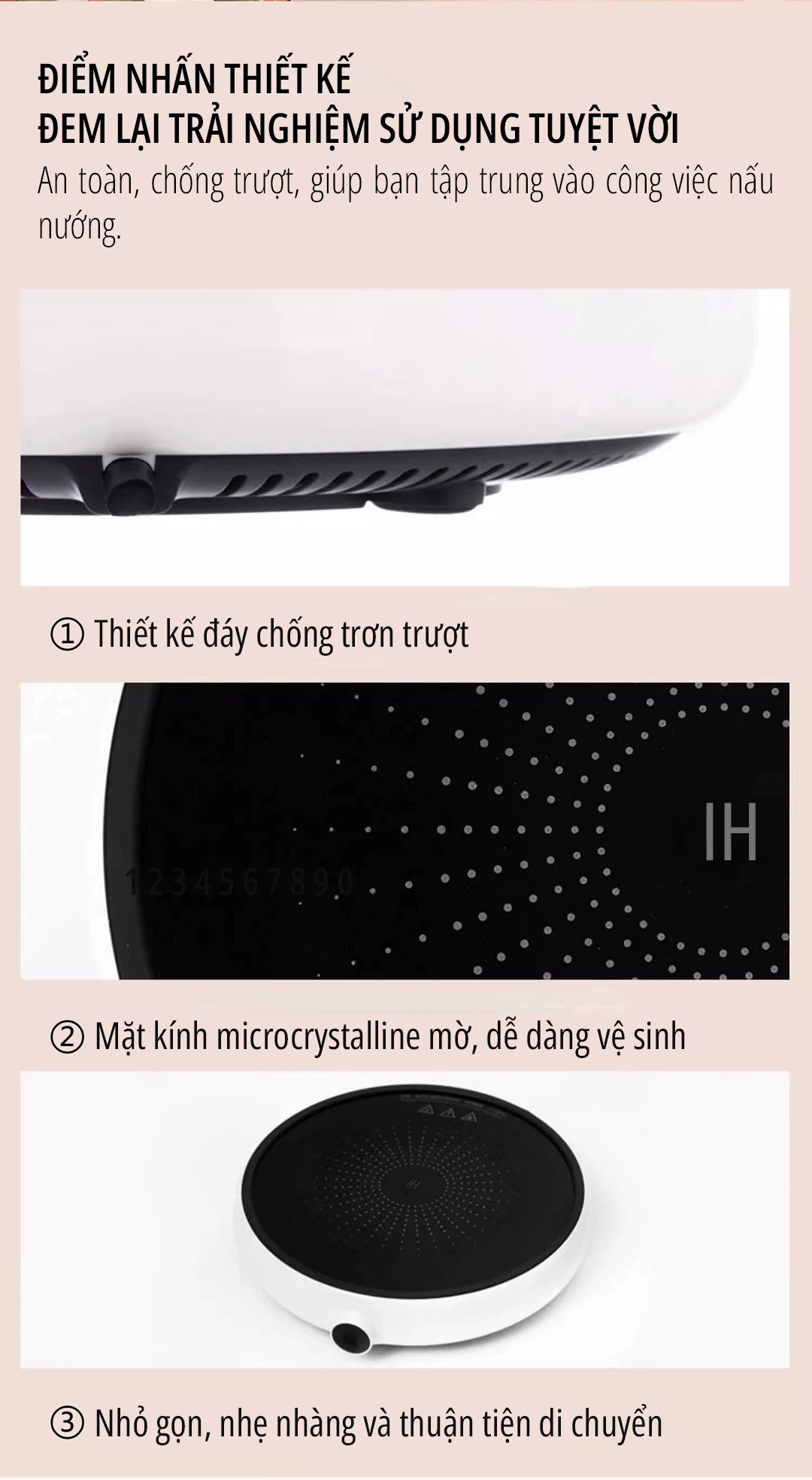 Bếp từ Xiaomi miLife Youth Lite 9 mức nhiệt - Chính hãng Bếp từ Xiaomi miLife Youth Lite 9 mức nhiệt điểm nhấn thiết kế